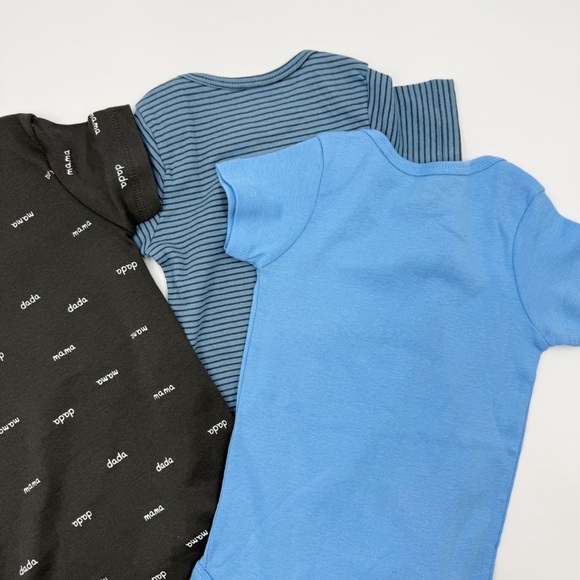 Baby Cantel Set of 3 Bodysuits 12-18 months Blue & Gray Short sleeves - Picture 6 of 6